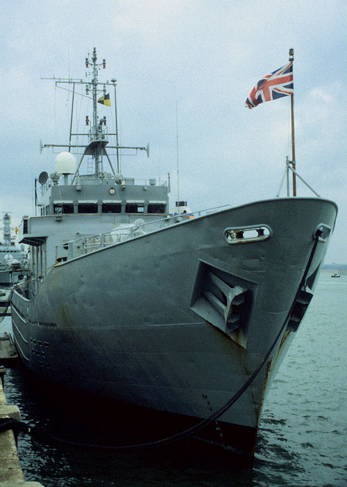 Photograph of the vessel HMS Guernsey pictured in Portsmouth Naval Base on 27th May 1996
