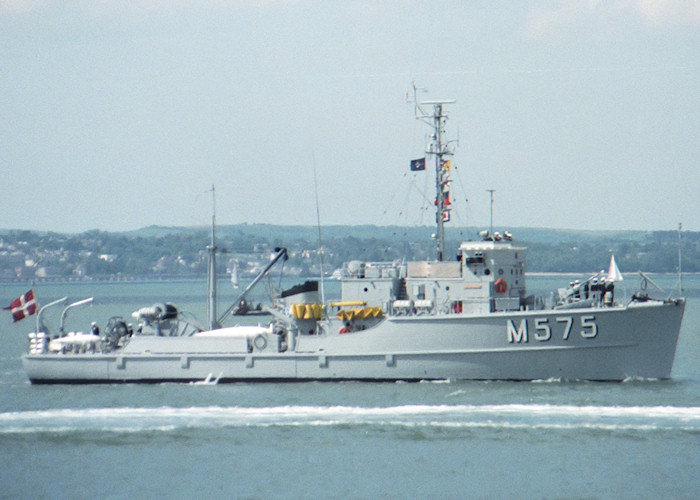 Photograph of the vessel KDM Guldborgsund pictured entering Portsmouth Harbour on 5th June 1988