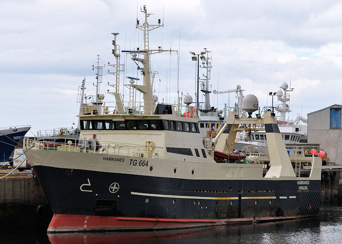 Photograph of the vessel fv Hamranes pictured at Fraserburgh on 6th May 2013