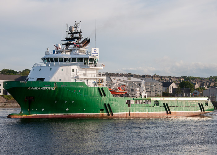 Photograph of the vessel  Havila Neptune pictured departing Aberdeen on 8th June 2014