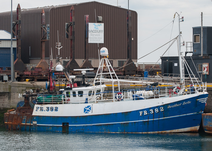 Photograph of the vessel fv Heather Belle pictured at Fraserburgh on 5th May 2014