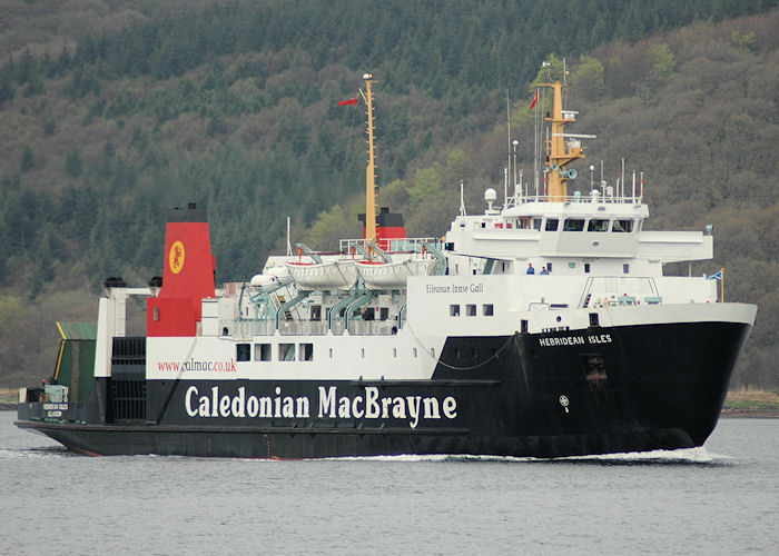 Photograph of the vessel  Hebridean Isles pictured arriving at Kennacraig on 4th May 2010