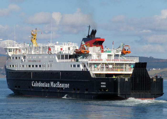 Photograph of the vessel  Hebrides pictured departing James Watt Dock, Greenock on 30th March 2013