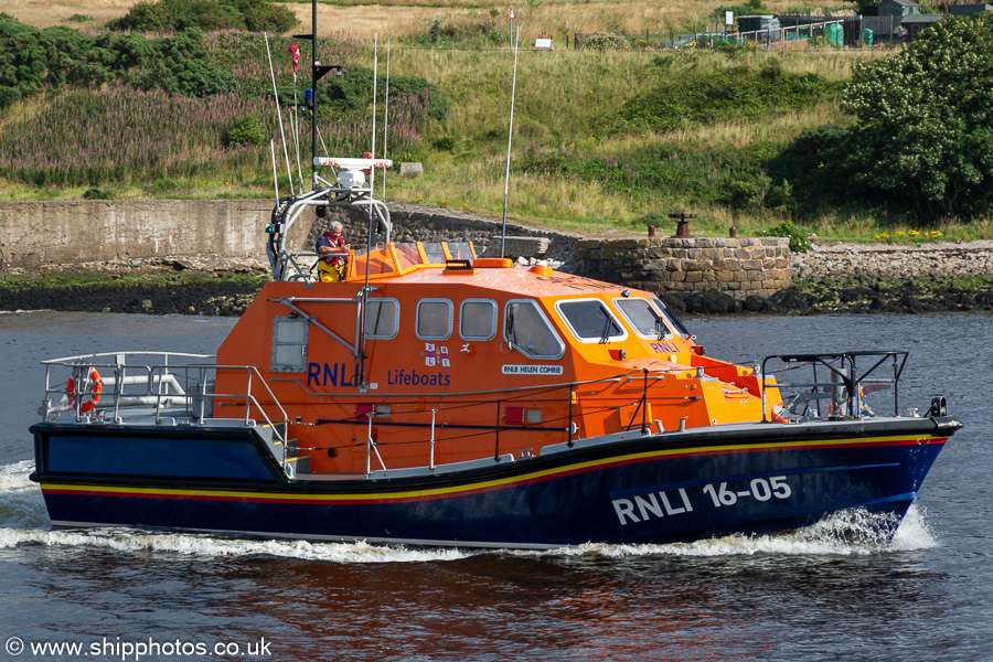Photograph of the vessel RNLB Helen Comrie pictured arriving at Aberdeen on 8th August 2023