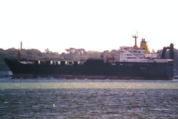 Photograph of the vessel  Hereford pictured departing Southampton on 6th October 2001