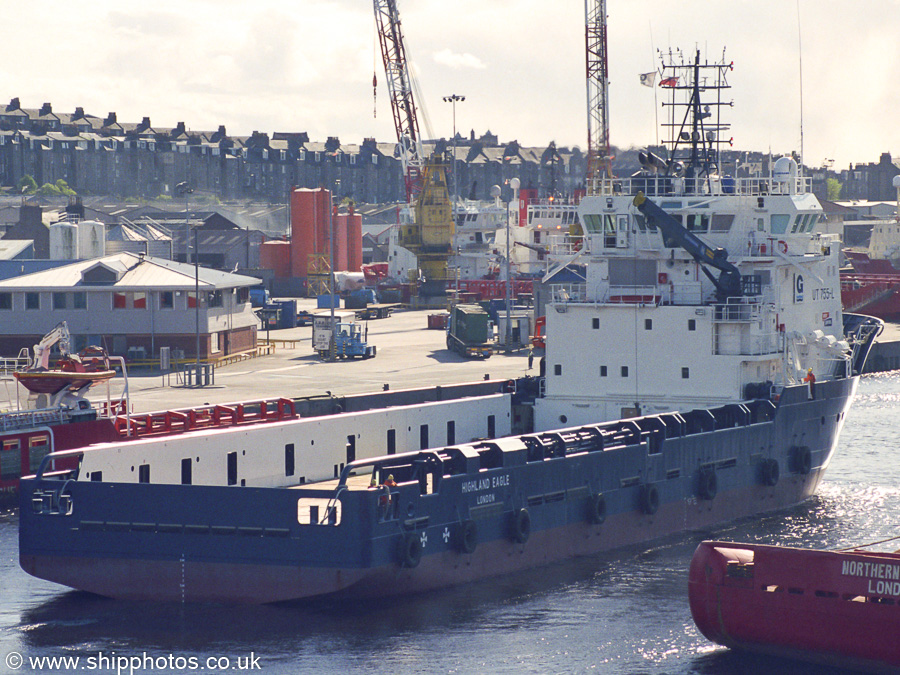 Photograph of the vessel  Highland Eagle pictured arriving at Aberdeen on 8th May 2003