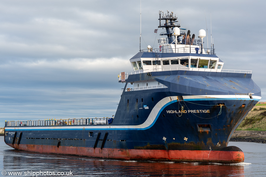 Photograph of the vessel  Highland Prestige pictured arriving at Aberdeen on 13th October 2021