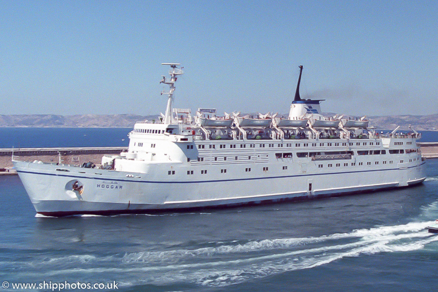Photograph of the vessel  Hoggar pictured departing Marseille on 18th August 1989
