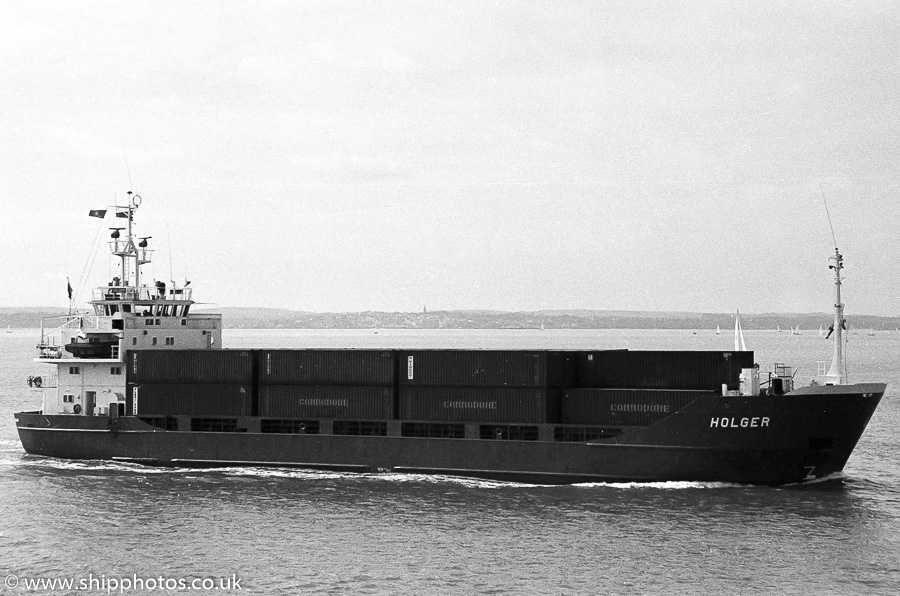 Photograph of the vessel  Holger pictured approaching Portsmouth Harbour on 25th March 1989