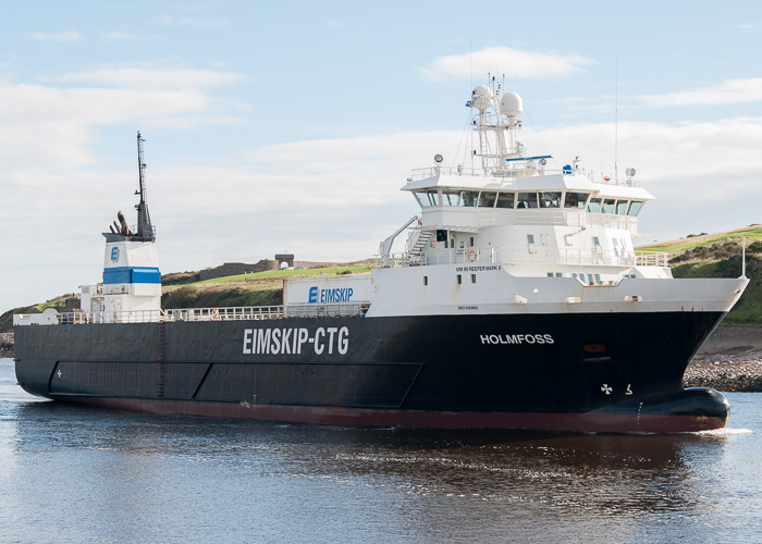 Photograph of the vessel  Holmfoss pictured arriving at Aberdeen on 11th October 2014