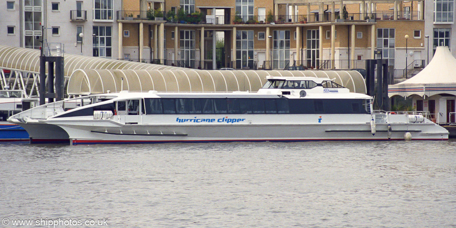 Photograph of the vessel  Hurricane Clipper pictured at Surrey Quays on 22nd April 2002