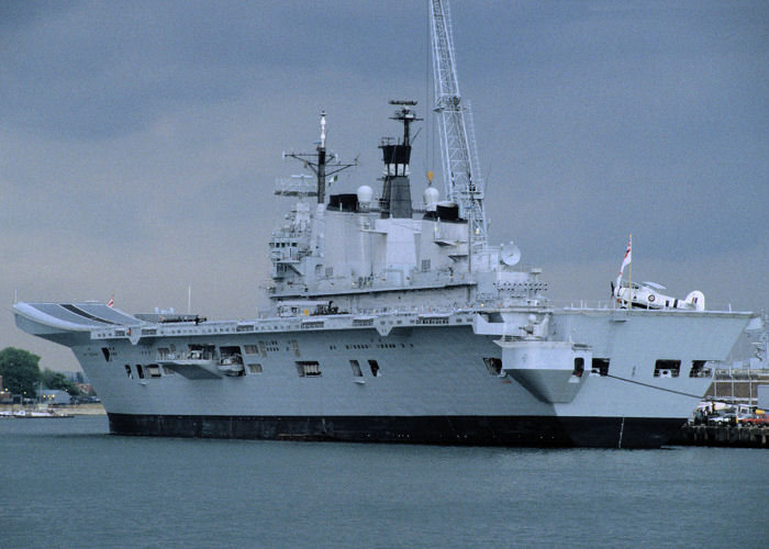 Photograph of the vessel HMS Illustrious pictured in Portsmouth Naval Base on 29th May 1994