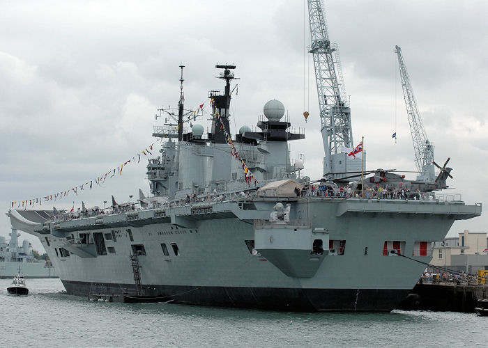 Photograph of the vessel HMS Illustrious pictured at the International Festival of the Sea, Portsmouth Naval Base on 3rd July 2005