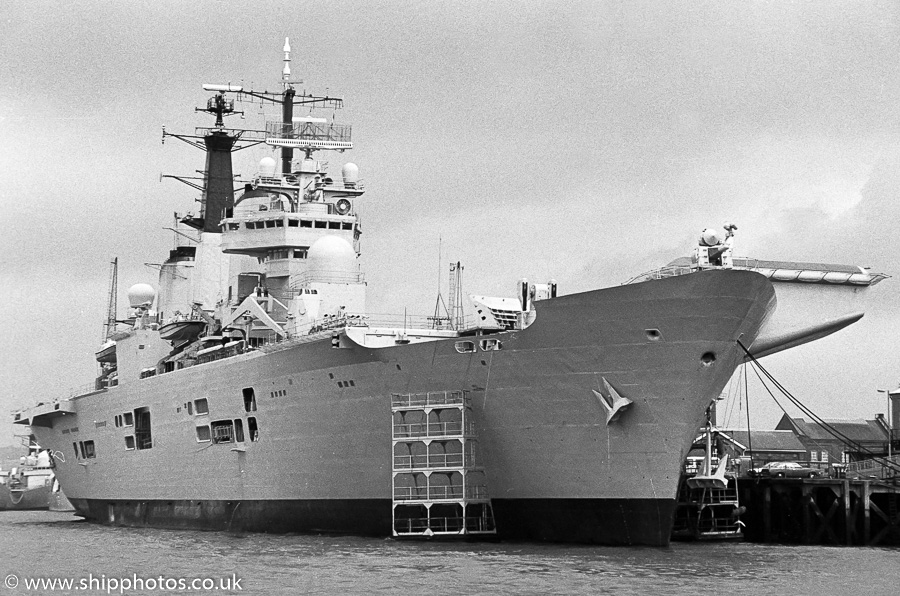 Photograph of the vessel HMS Invincible pictured in Portsmouth Naval Base on 30th April 1989