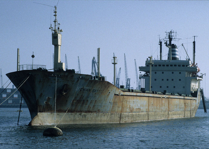 Photograph of the vessel  Ionian Sky pictured laid up in Waalhaven, Rotterdam on 14th April 1996