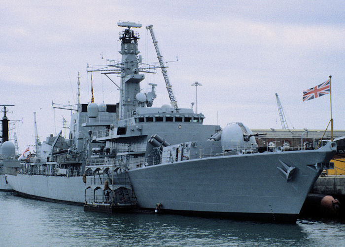 Photograph of the vessel HMS Iron Duke pictured in Portsmouth Naval Base on 13th July 1997