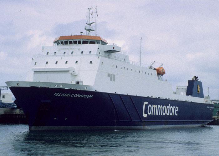 Photograph of the vessel  Island Commodore pictured at Portsmouth Ferryport on 13th July 1997