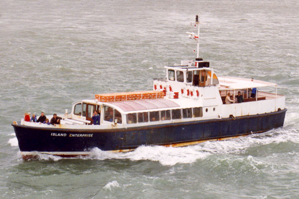 Photograph of the vessel  Island Enterprise pictured departing Portsmouth on 25th July 1993