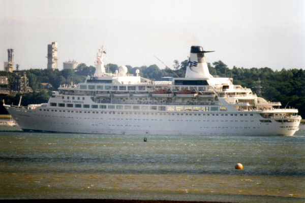 Photograph of the vessel  Island Princess pictured departing Southampton on 31st July 1996