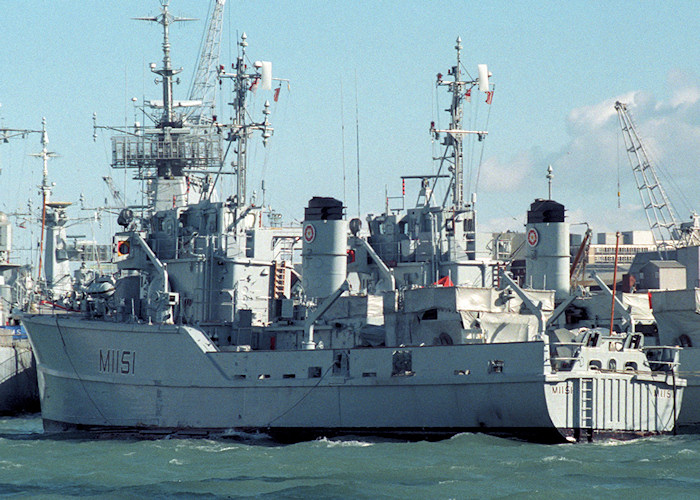 Photograph of the vessel HMS Iveston pictured in Portsmouth Naval Base on 26th March 1988