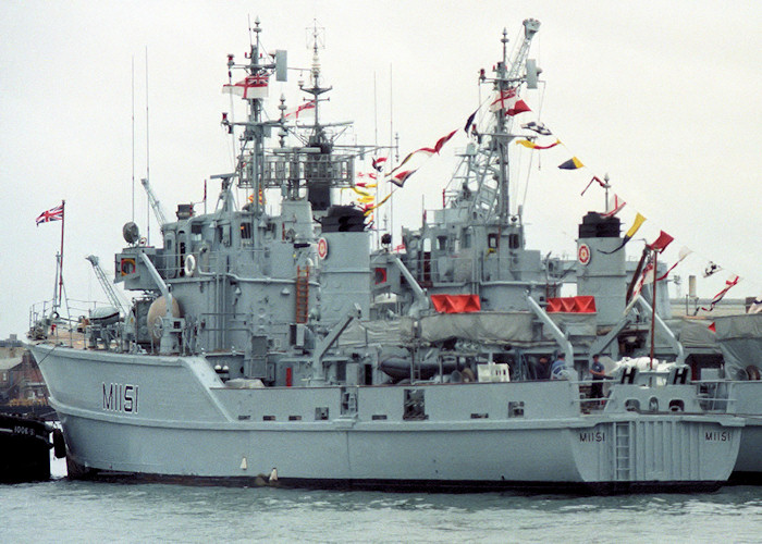 Photograph of the vessel HMS Iveston pictured in Portsmouth Naval Base on 2nd June 1988
