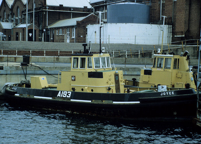 Photograph of the vessel RMAS Joyce pictured laid up in Portsmouth Naval Base on 27th May 1996