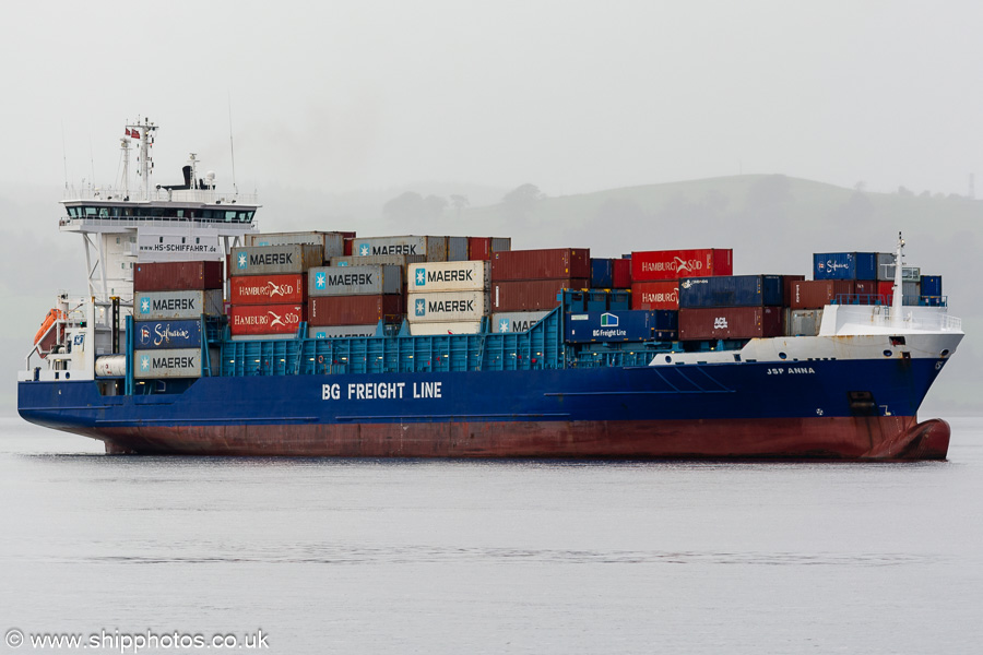 Photograph of the vessel  JSP Anna pictured arriving at Greenock Ocean Terminal on 26th September 2023