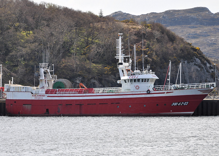 Photograph of the vessel fv Kalamendi pictured at Lochinver on 13th April 2012