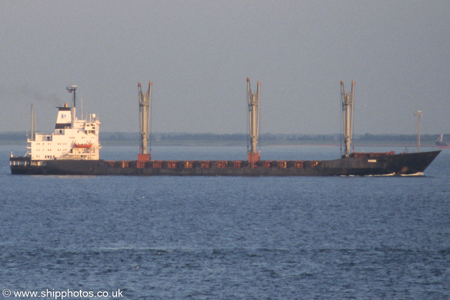 Photograph of the vessel  Karine pictured on the Westerschelde passing Vlissingen on 18th June 2002