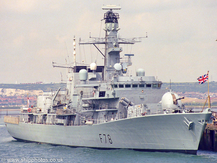 Photograph of the vessel HMS Kent pictured in Portsmouth Naval Base on 6th July 2002