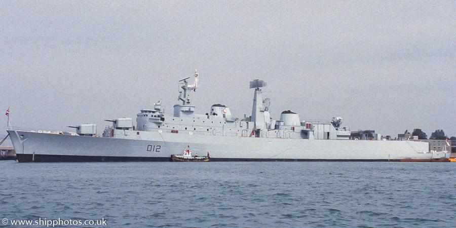 Photograph of the vessel HMS Kent pictured in Portsmouth Naval Base on 17th September 1988
