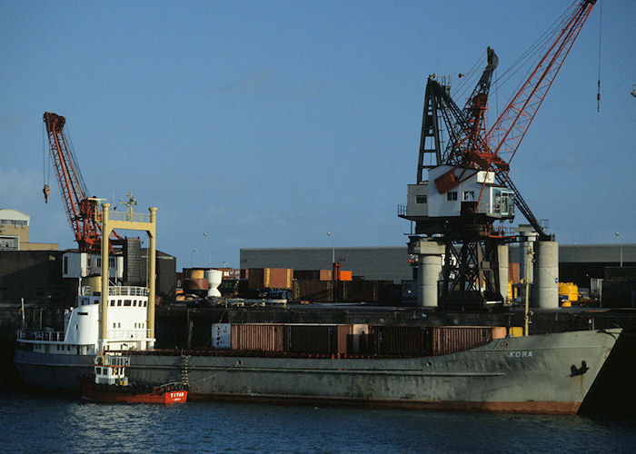 Photograph of the vessel  Kora pictured at St. Helier on 15th April 1990