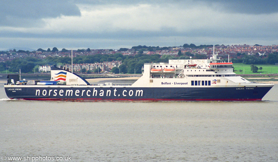 Photograph of the vessel  Lagan Viking pictured departing Birkenhead on 15th August 2002