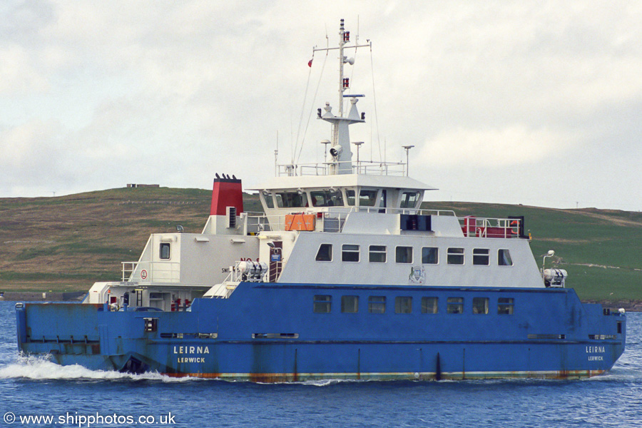 Photograph of the vessel  Leirna pictured approaching Lerwick on 11th May 2003