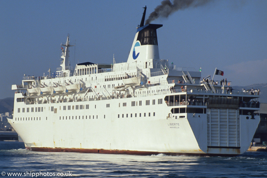 Photograph of the vessel  Liberte pictured arriving at Marseille on 17th August 1989