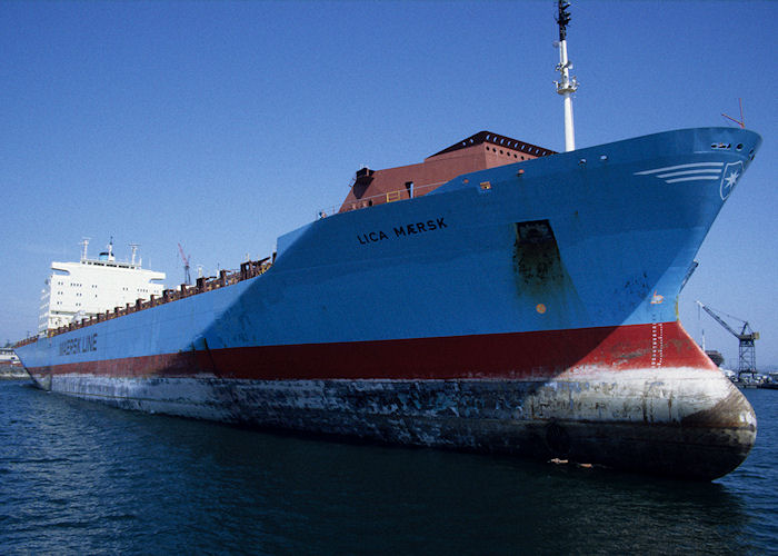 Photograph of the vessel  Lica Mærsk pictured laid up at San Diego on 16th September 1994