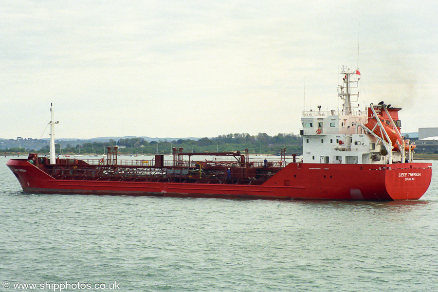Photograph of the vessel  Lieke Theresa pictured departing Fawley on 20th April 2002