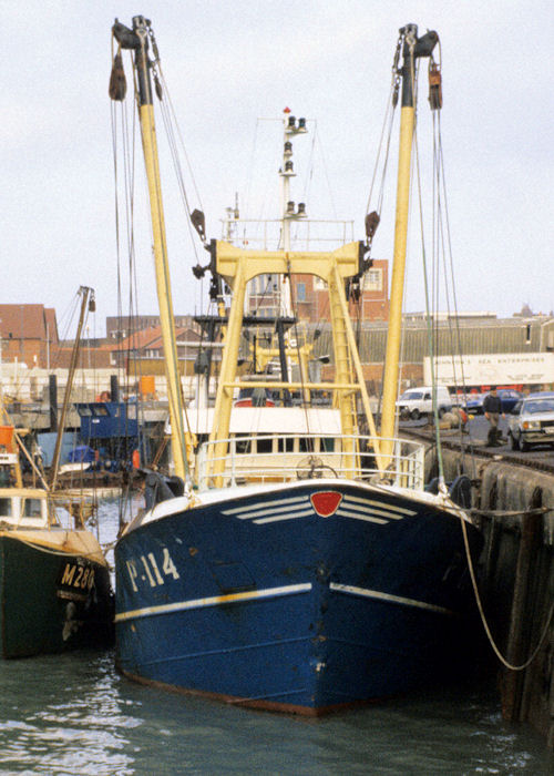 Photograph of the vessel fv Liliane J pictured in Camber Dock, Portsmouth on 10th March 1990