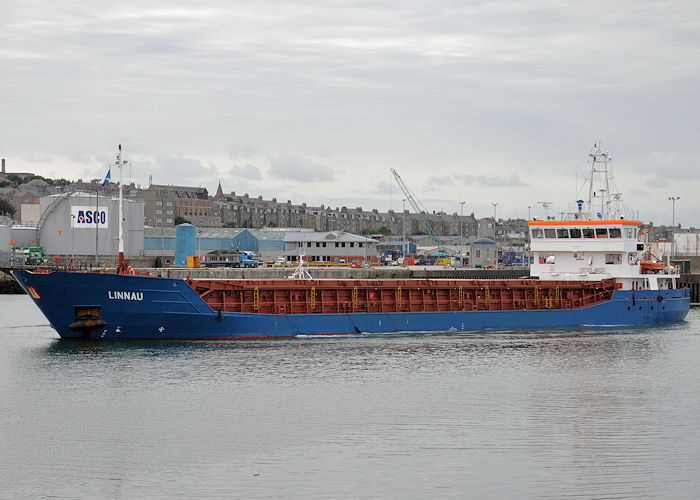 Photograph of the vessel  Linnau pictured departing Aberdeen on 13th September 2013