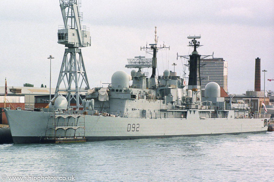 Photograph of the vessel HMS Liverpool pictured in Portsmouth Dockyard on 27th September 2003