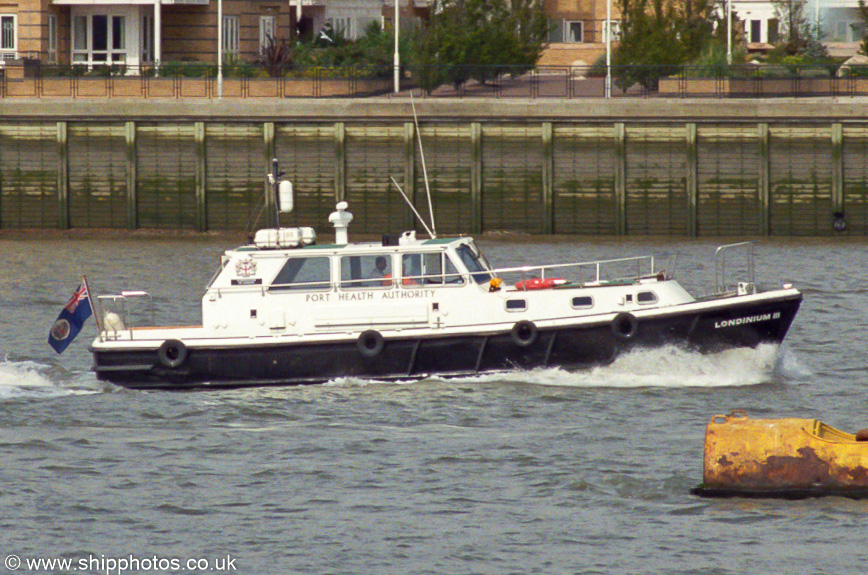 Photograph of the vessel  Londinium III pictured passing Greenwich on 3rd September 2002