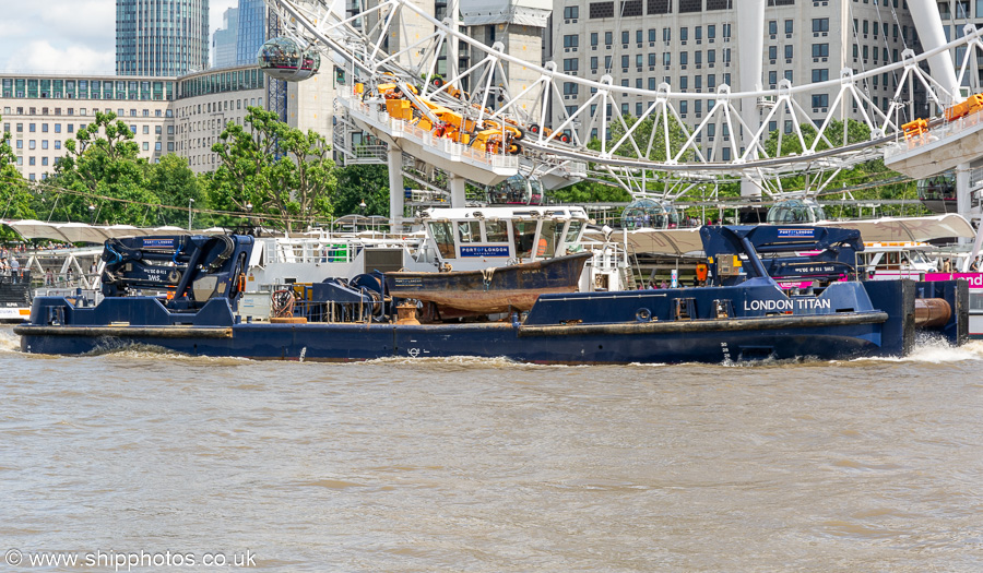 Photograph of the vessel  London Titan pictured in London on 6th July 2023