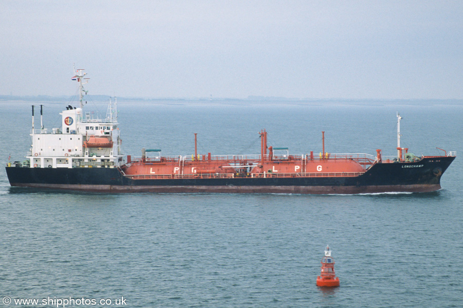 Photograph of the vessel  Longchamp pictured on the Westerschelde passing Vlissingen on 22nd June 2002