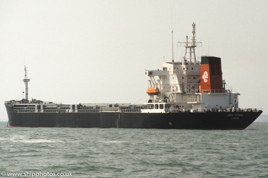 Photograph of the vessel  Lord Citrine pictured on the River Thames on 17th June 1989