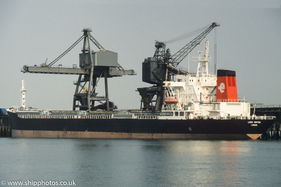 Photograph of the vessel  Lord Hinton pictured at Kingsnorth Power Station on 17th June 1989