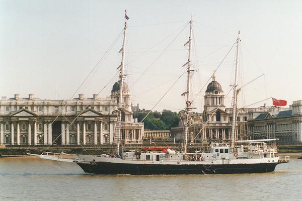 Photograph of the vessel  Lord Nelson pictured passing Greenwich on 9th August 1995