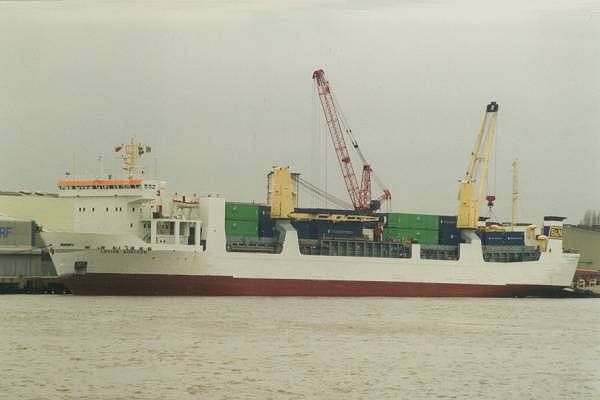 Photograph of the vessel  Lovisa Gorthon pictured at Convoy's Wharf, Deptford on 12th May 1997