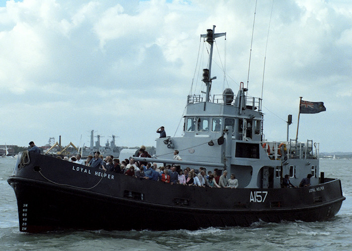 Photograph of the vessel XSV Loyal Helper pictured in Portsmouth Naval Base on 29th August 1988
