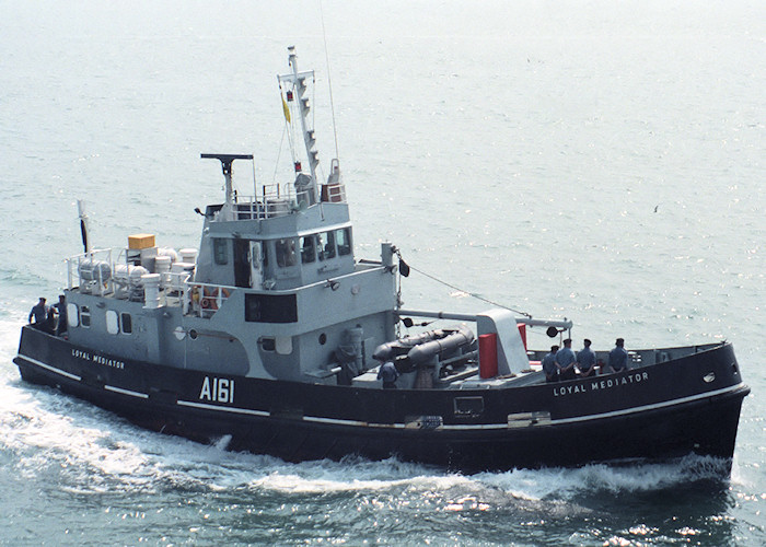 Photograph of the vessel XSV Loyal Mediator pictured entering Portsmouth Harbour on 19th June 1988