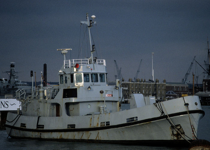 Photograph of the vessel HMS Loyal Watcher pictured laid up at Gosport on 4th February 1998
